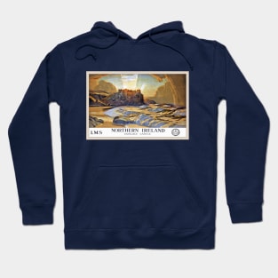 Vintage British Travel Poster: Dunluce Castle in Northern Ireland Hoodie